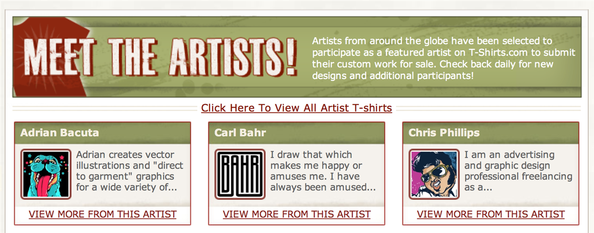 tshirts.com meet the artists